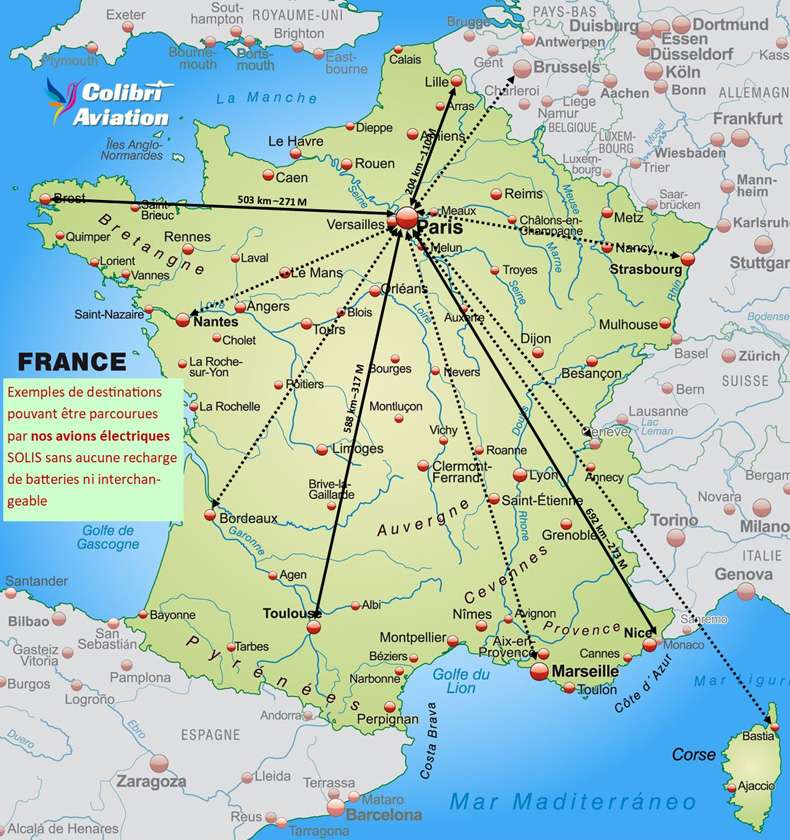 distance France - Colibri Aviation
